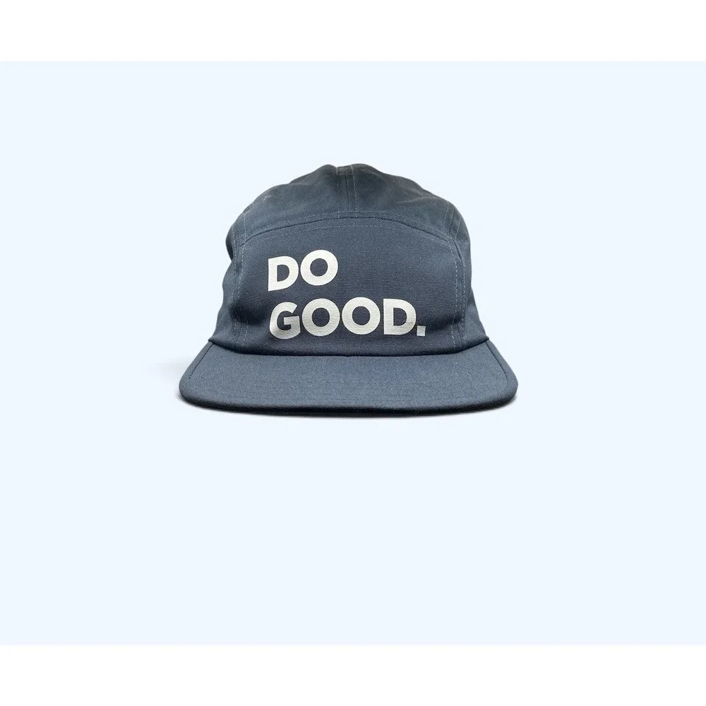 Cotopaxi Do Good Hat 5-Panel Cap Strapback Blue White Script Outdoor Hiking